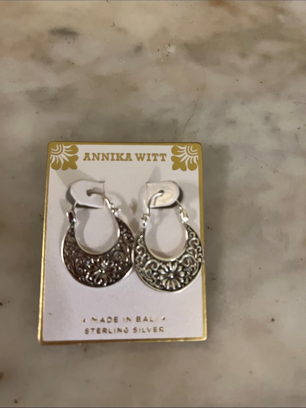 Annika Witt Sterling Silver Floral Hoop Earrings - Silver - Picture 9 of 11